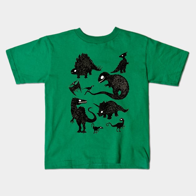 Silhoutted Dinosaurs Kids T-Shirt by djrbennett